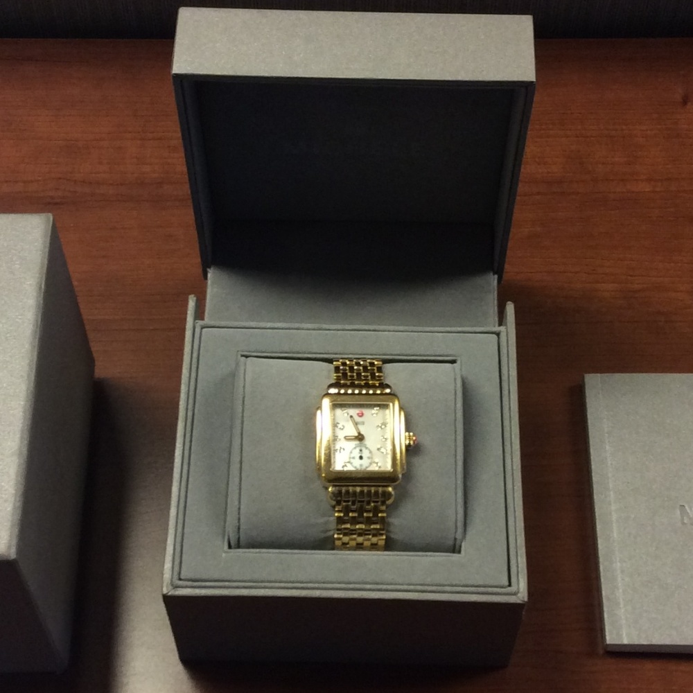 Michele Deco Gold Diamond Dial Watch - Picture 3 of 8